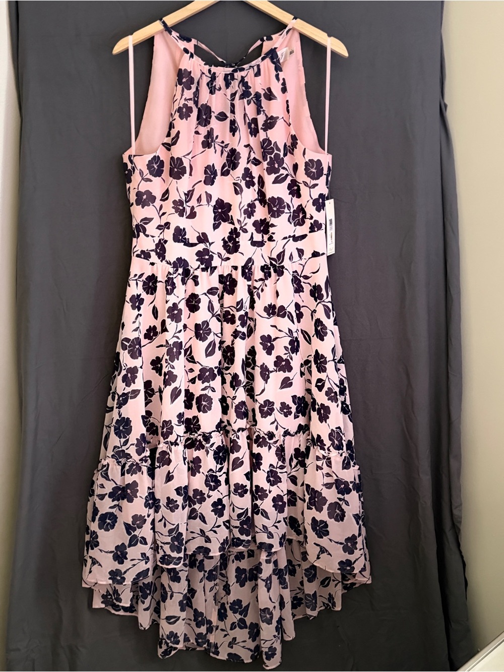 Eliza J Pink and Navy Floral High-Low Dress